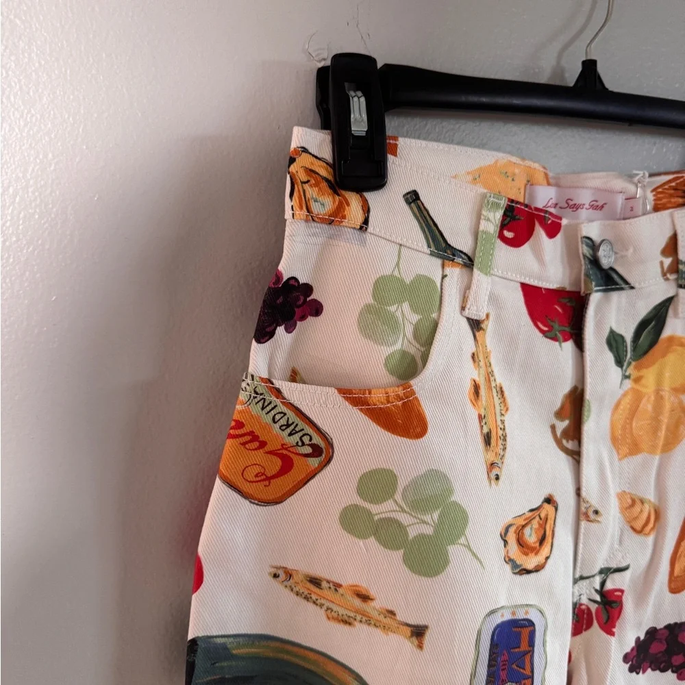 Lisa Says Gah Cream and Red Tomato Print Pants - Picture 3 of 5